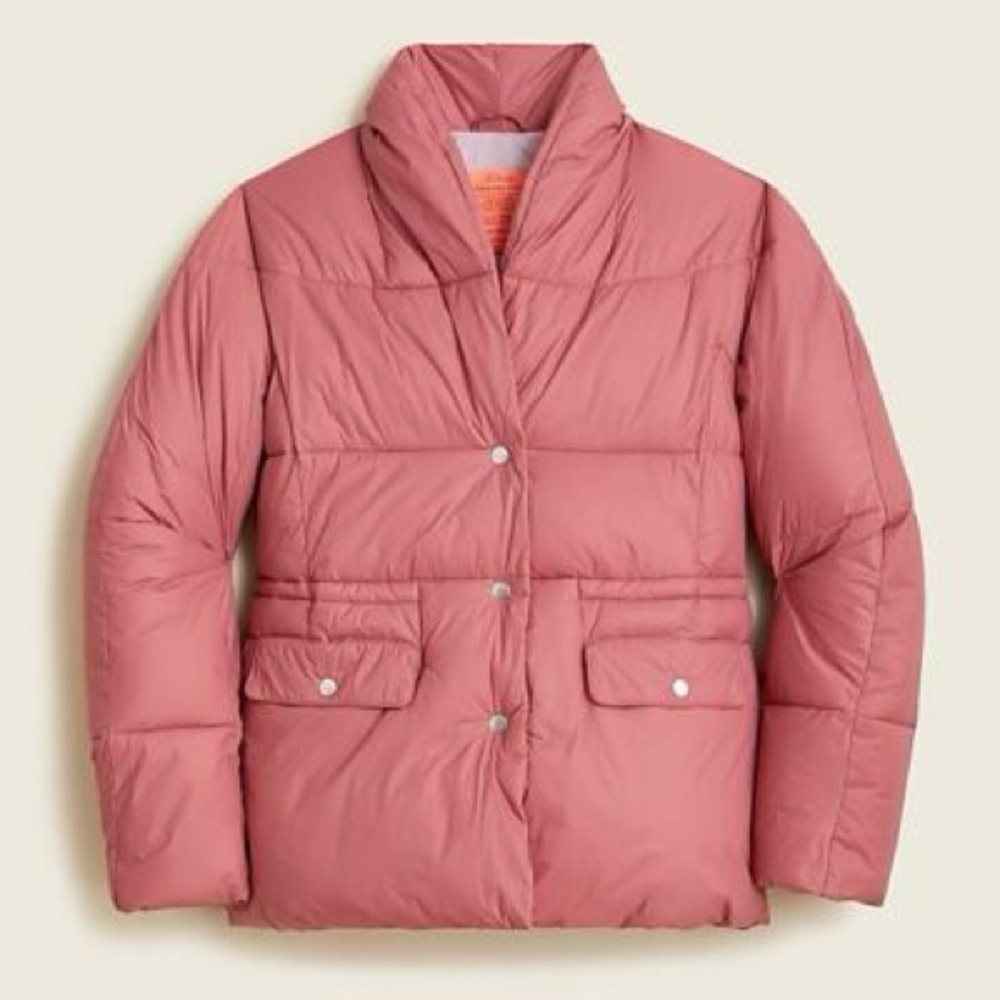 J. Crew Rose Petal Pink Alps Signature PrimaLoft Puffer Jacket Womens Size Small